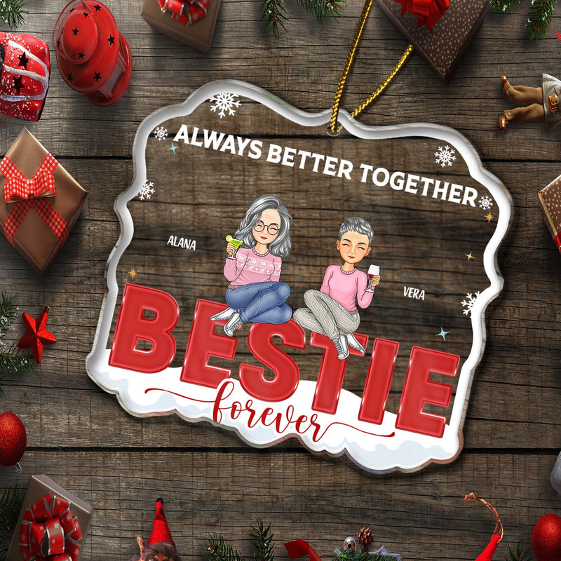 Congrats On Being My Bestie Cartoon - Christmas Gift For Women - Personalized Custom Shaped Acrylic Ornament