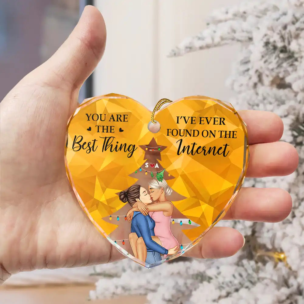 Gift For Couples - You Are The Best Thing Christmas Couples - Personalized Heart Shaped Glass Ornament