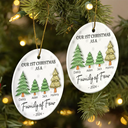 First Christmas As A Family Of Three - 3D Inflated Effect Printed Ornament, Personalized Circle Ceramic Ornament
