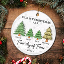 First Christmas As A Family Of Three - 3D Inflated Effect Printed Ornament, Personalized Circle Ceramic Ornament