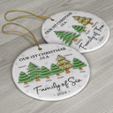 First Christmas As A Family Of Three - 3D Inflated Effect Printed Ornament, Personalized Circle Ceramic Ornament