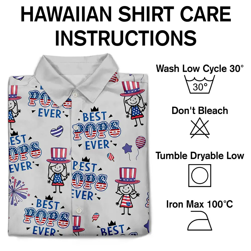Gift For Father,Gift For Grandpa,Independence Day,Happy,Top Market,Icon,Playful - America Dad Papa Festive Pattern - Personalized Hawaiian Shirt