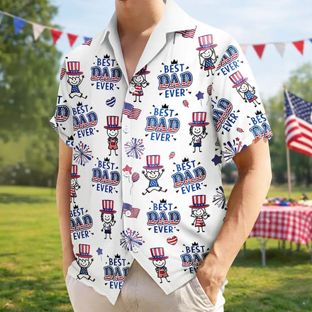 America Dad Papa Festive Pattern - Personalized Hawaiian Shirt