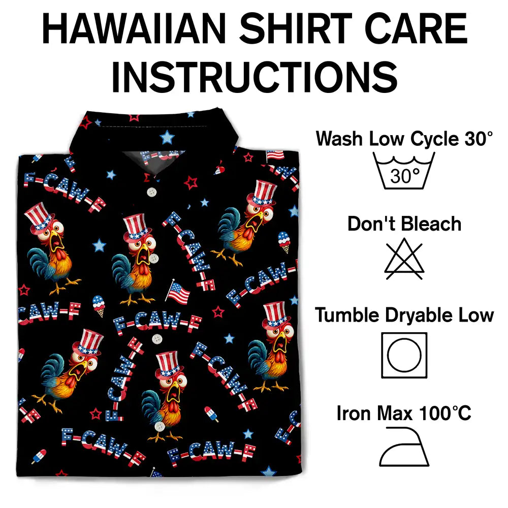 America 250th, Beach, Summer, Gift For Men, Gift For Yourself, Sarcastic, Icon - Funny Chicken F-Caw-F 250 Years Of Freedom - Personalized Hawaiian Shirt