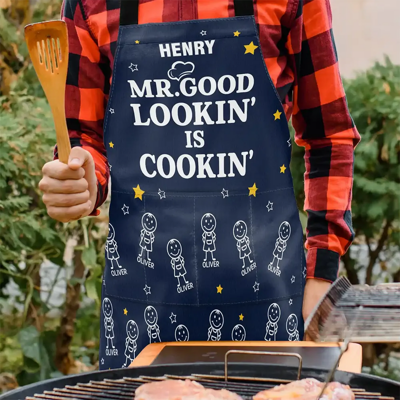 Grilling, Summer, Humorous, Icon - The Grillfather Best Flipping Dad Grilling Grandpa - Personalized Apron