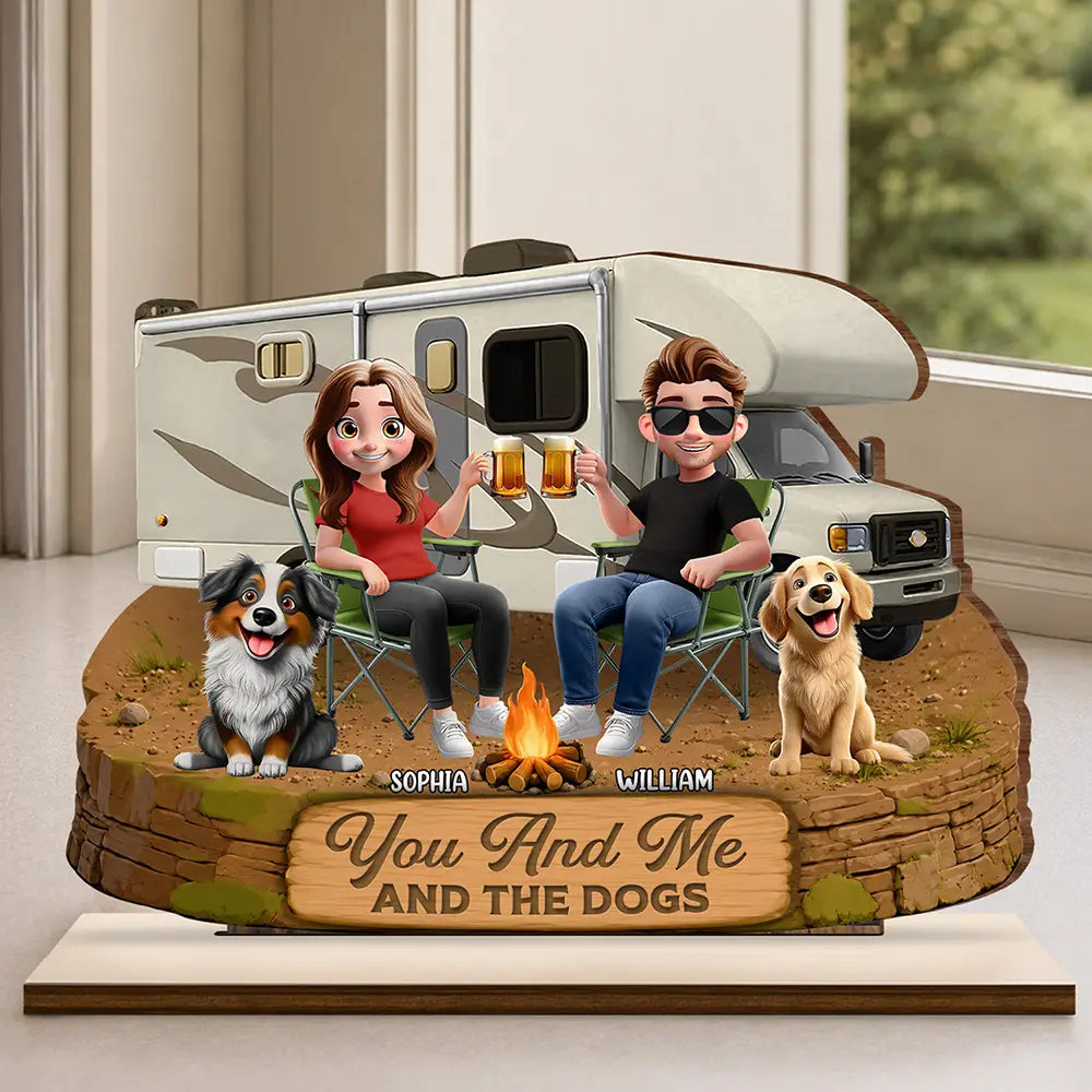 Husband And Wife Camping Partners For Life - Personalized Custom Shaped Wooden Plaque