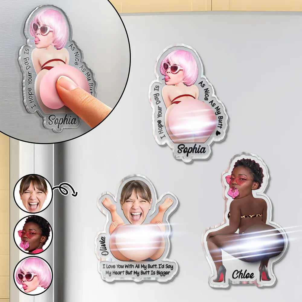 Custom Photo Cheeky Summer Vibes - Personalized Squishy Acrylic Fridge Magnet