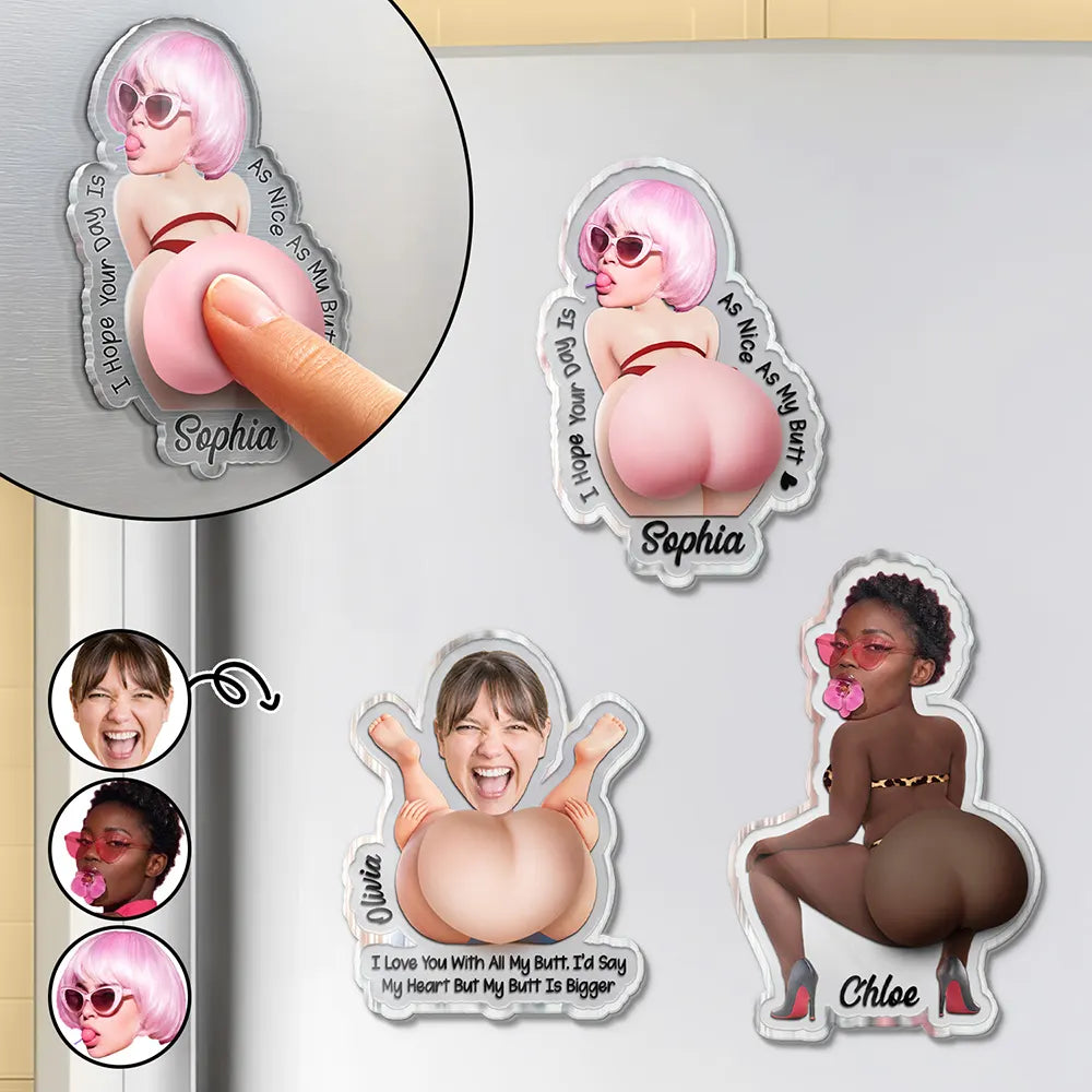 Custom Photo Cheeky Summer Vibes - Personalized Squishy Acrylic Fridge Magnet