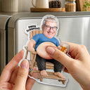 Humorous,Custom Photo,Gift For Yourself,Retirement,Cut-Face Photo - Custom Photo The Legend Has Retired - Personalized Squishy Acrylic Fridge Magnet