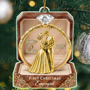 Christmas,Romantic,Gift For Couples,Icon - First Christmas As Mr & Mrs Wooden Effect Ring Box - Personalized Custom Shaped Acrylic Ornament