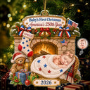 Adorable,Independence Day,Art Design,New Mom,America 250th,Christmas,Gift For Mother,Photo - Sleeping Dog Cat Baby - Custom Photo Sleeping Baby First Christmas America 250th Anniversary - Personalized Custom Shaped Acrylic Ornament