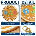 Parents,Christmas,Icon,Happy - First Christmas As A Family Of Four Footprints Cookie - Personalized Circle Ceramic Ornament