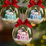 Adorable,New Mom,Christmas,Gift For Mother,Vector - First Christmas Baby Sleeping Gift For New Mom, Baby - Personalized 3D Acrylic Ball Ornament