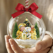 Adorable,New Mom,Christmas,Gift For Mother,Vector - First Christmas Baby Sleeping Gift For New Mom, Baby - Personalized 3D Acrylic Ball Ornament