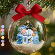 Adorable,New Mom,Christmas,Gift For Mother,Vector - First Christmas Baby Sleeping Gift For New Mom, Baby - Personalized 3D Acrylic Ball Ornament