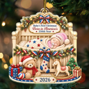 Top Market,Adorable,Independence Day,New Mom,America 250th,Christmas,Gift For Mother,Vector - First Christmas Baby Sleeping America 250th Anniversary - Personalized Custom Shaped Acrylic Ornament