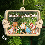 Playful, Christmas, Family, Icon - Gingerbread Family With Pet Family Keepsake - Personalized 3-Layered Acrylic Shaker Ornament