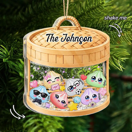 Dumpling Squishy Hunting Cute Family Squad Keepsake - Personalized 3-Layered Acrylic Shaker Ornament