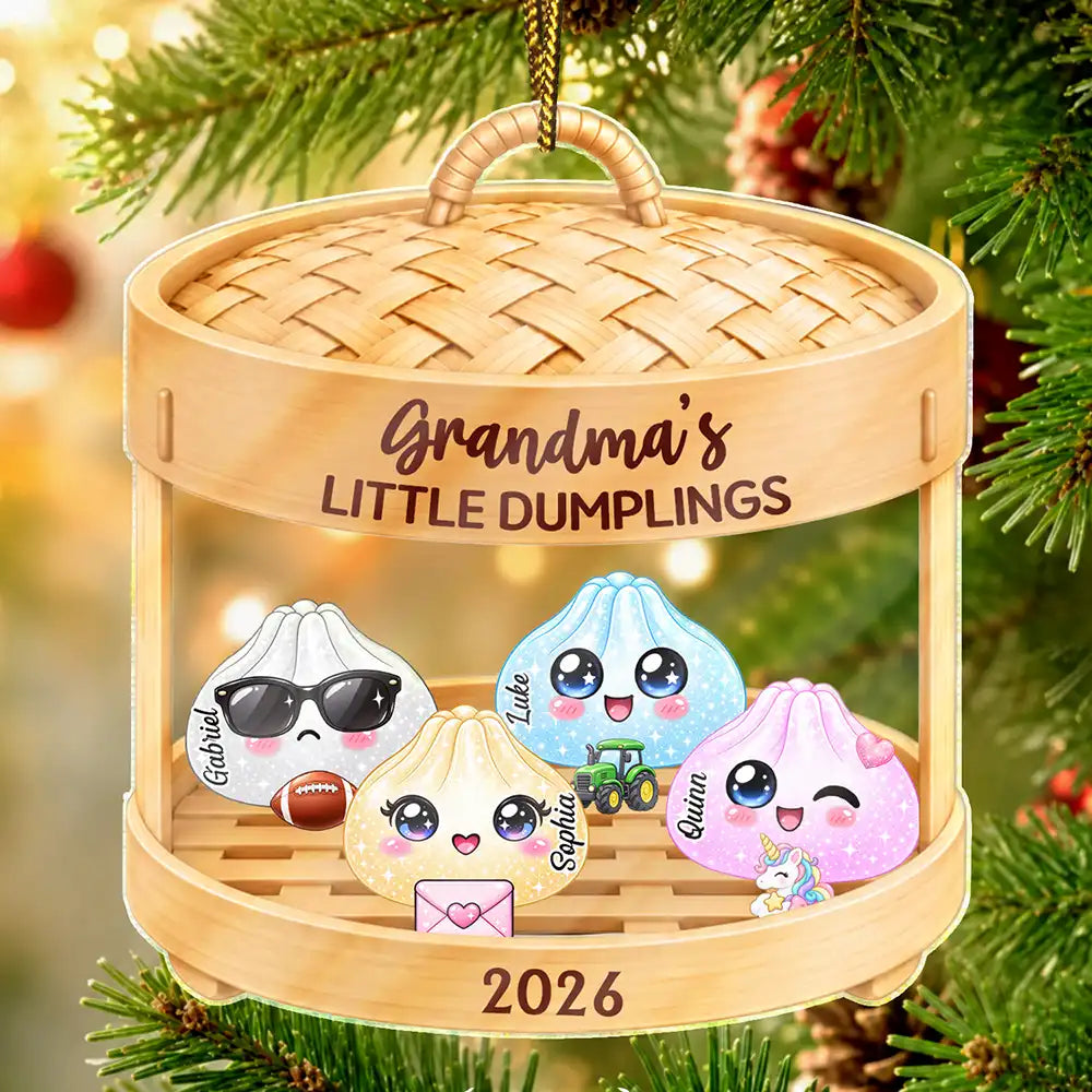 Grandma & Grandpa's Little Dumplings - Personalized Custom Shaped Acrylic Ornament