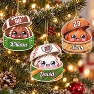 Baseball,Playful,Christmas,Gift For Kids,Icon - Cute Squishy Dumpling Ball Sport Gift For Kids - Personalized Custom Shaped Acrylic Ornament