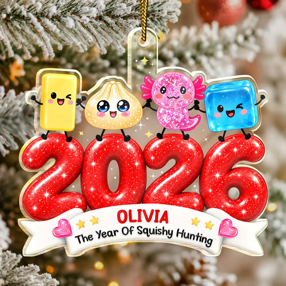 Playful, Christmas, Gift For Kids, Icon - The Year I Did A Lot Of Squishy Hunting Gift For Squishy Hunter Keepsake - Personalized Custom Shaped Acrylic Ornament