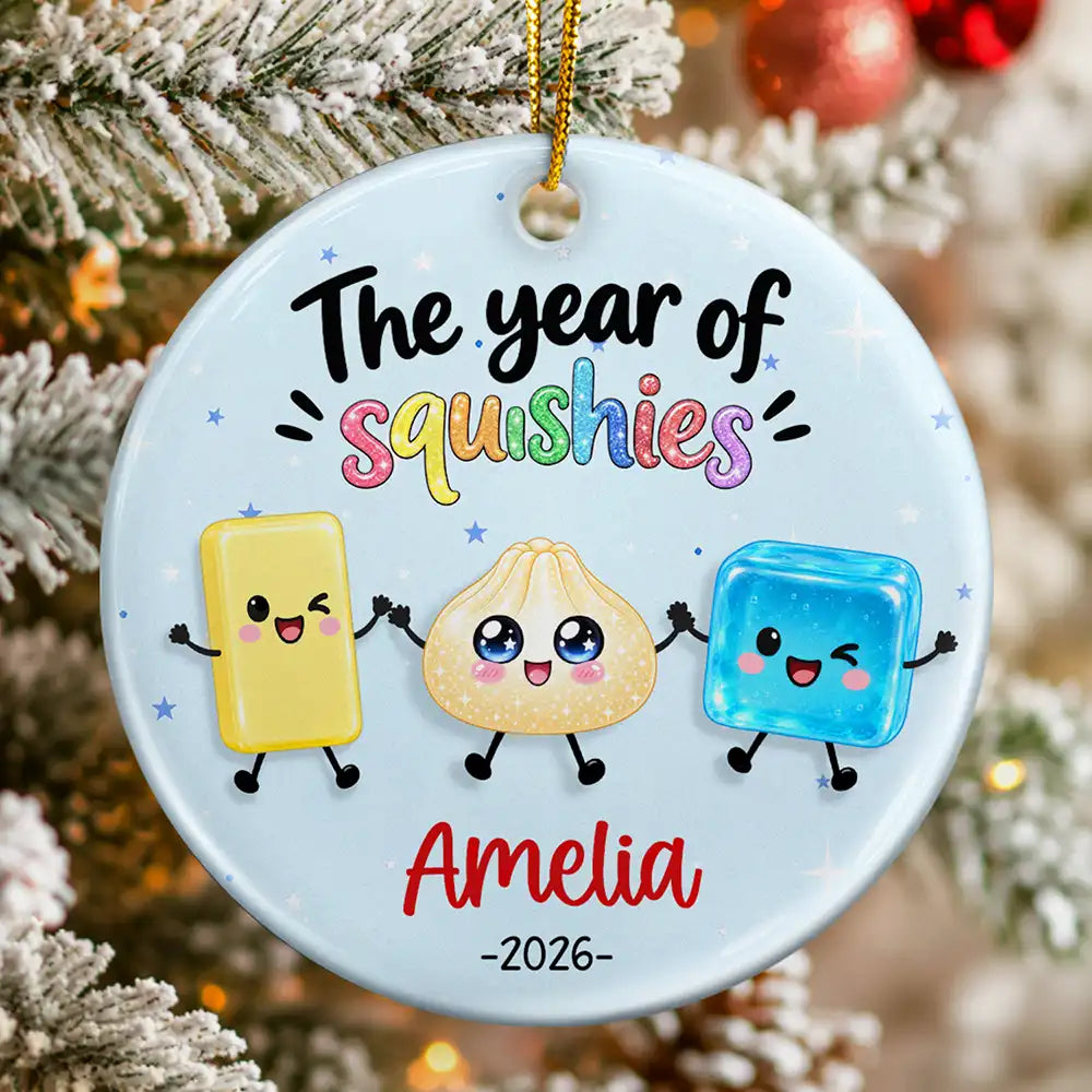 The Year I Did A Lot Of Squishy Hunting Keepsake Gift For Kids - Personalized Circle Ceramic Ornament
