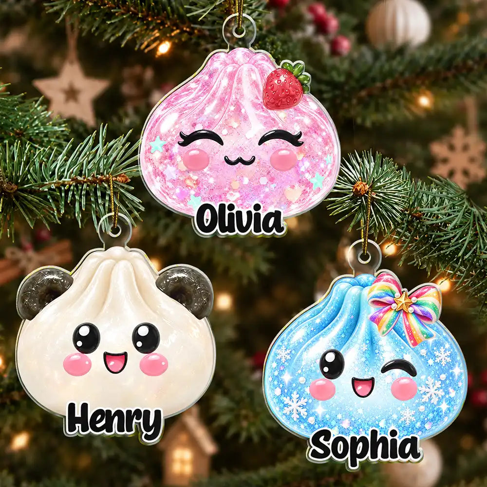 Kawaii Squishy Dumpling With Name Gift For Kids - Personalized Custom Shaped Acrylic Ornament