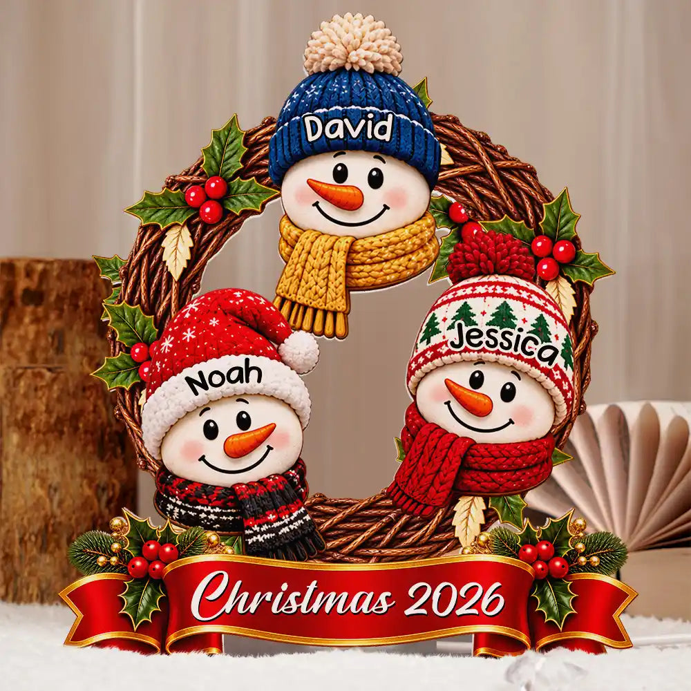 Christmas, Family, Grandparents, Happy, Icon - Christmas Decor For Grandparents - Personalized Snowman Wreath Light Box