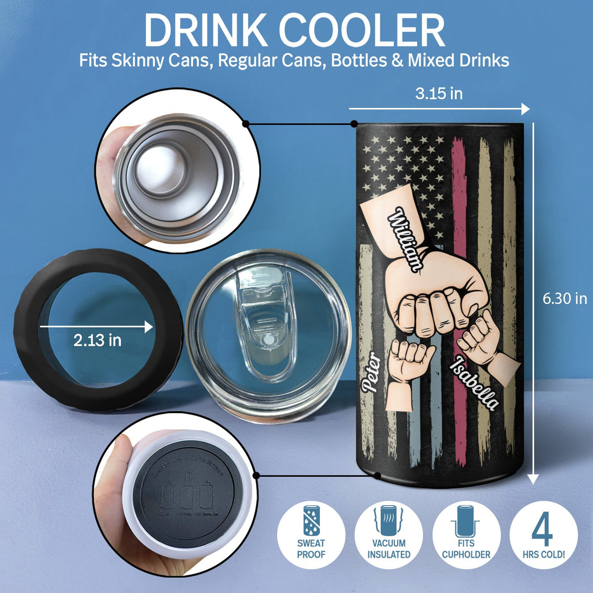 Legend Husband Daddy Fist Bump - Birthday, Loving Gift For Dad, Father, Grandfather, Grandpa - Personalized Custom 4 In 1 Can Cooler Tumbler