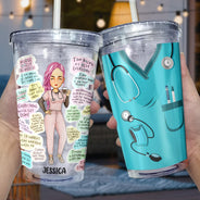 Nurse Daily Affirmation - Gift For Nurse - Personalized Acrylic Insulated Tumbler With Straw