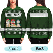 Cat Mom Cat Dad Funny Cartoon Cats - Christmas Gift For Cat Lovers - Personalized Unisex Ugly Sweater