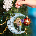 Love You To The Moon & Back Chibi Couple - Christmas Gift For Couples, Lovers, Wife, Husband, Girlfriend, Boyfriend - Personalized Cutout Acrylic Ornament