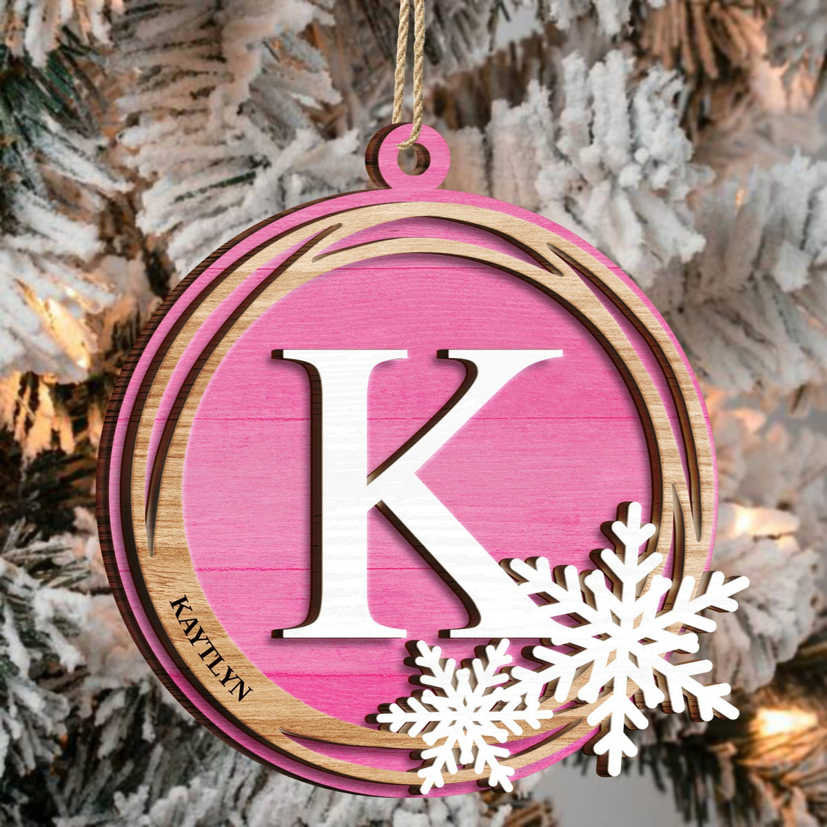 Family Monogram Alphabet - Christmas Gift For Family - Personalized 2-Layered Wooden Ornament