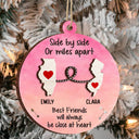 I Wish We Lived Closer Family Friends Long Distance - Personalized 2-Layered Wooden Ornament