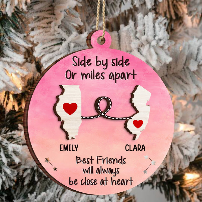 I Wish We Lived Closer Family Friends Long Distance - Personalized 2-Layered Wooden Ornament