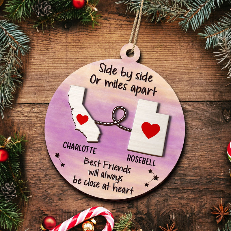 I Wish We Lived Closer Family Friends Long Distance - Personalized 2-Layered Wooden Ornament