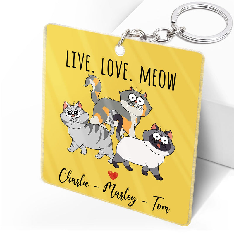 Funny Cartoon Cats Walking - Gift For Cat Lovers - Personalized Acrylic Keychain