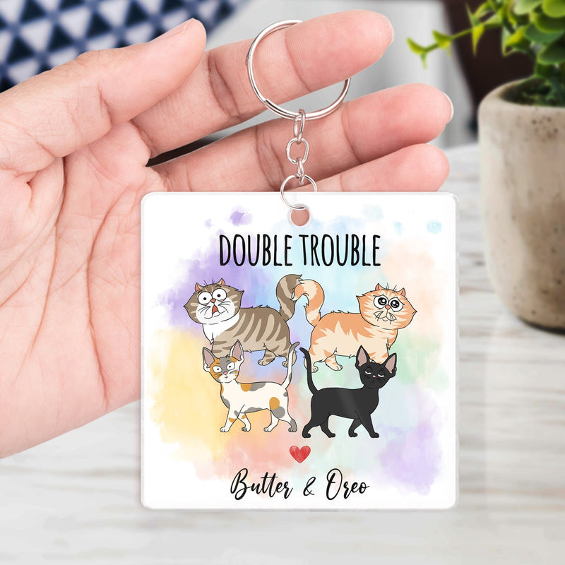 Funny Cartoon Cats Walking - Gift For Cat Lovers - Personalized Acrylic Keychain