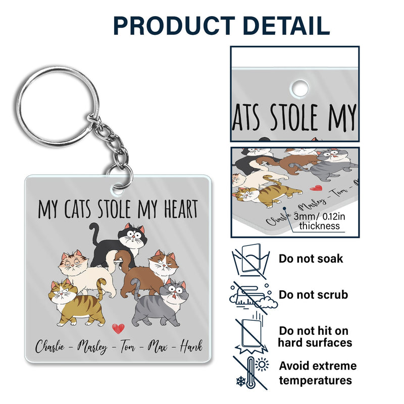 Funny Cartoon Cats Walking - Gift For Cat Lovers - Personalized Acrylic Keychain