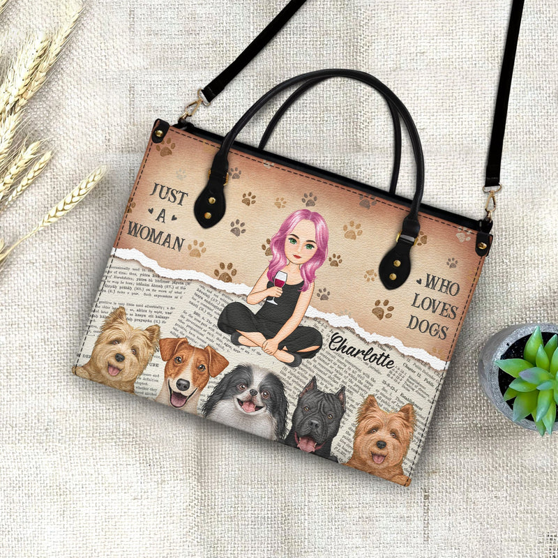 Just A Girl Who Loves Dogs - Gift For Dog Moms, Dog Lovers - Personalized Leather Bag