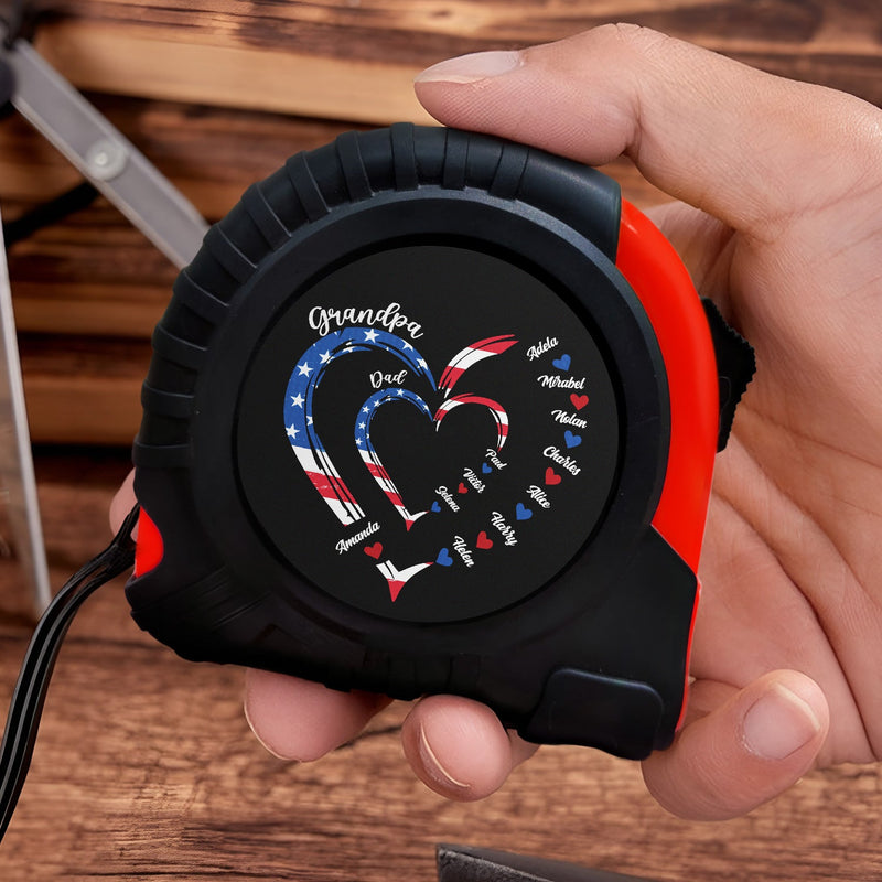 Stars & Stripes, Dad's Grandpa's Sweethearts - Gift For Father, Grandfather - Personalized Tape Measure