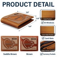 Grandpa Dad Kids Handprints - Personalized Leather Wallet
