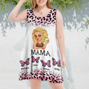 Mom Grandma Kids Butterflies Leopard Pattern - Personalized Sleeveless Tank Dress