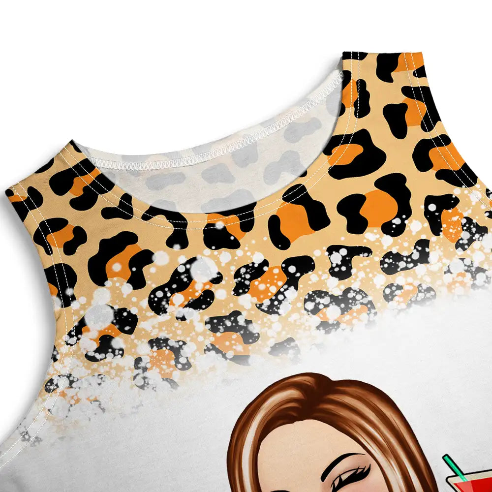 Mom Grandma Kids Butterflies Leopard Pattern - Personalized Sleeveless Tank Dress
