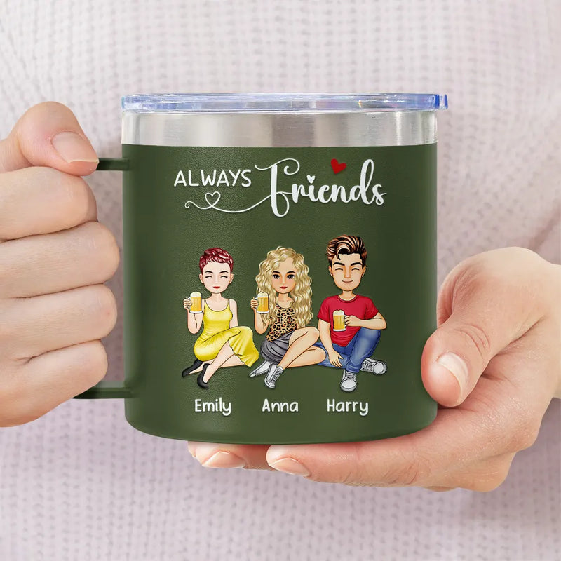 Besties Siblings Sisters Forever - Personalized 14oz Stainless Steel Tumbler With Handle