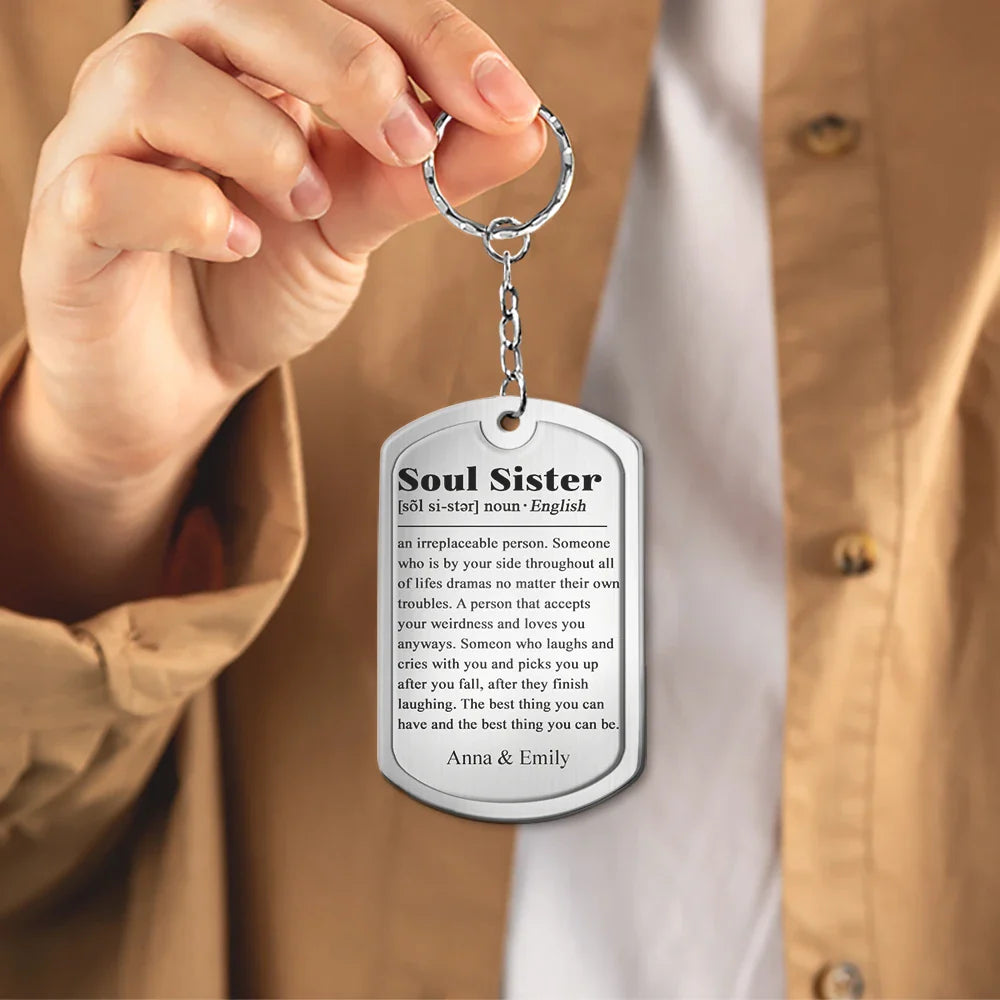 Custom Photo Soul Sister Definition Besties - Personalized Aluminum Keychain