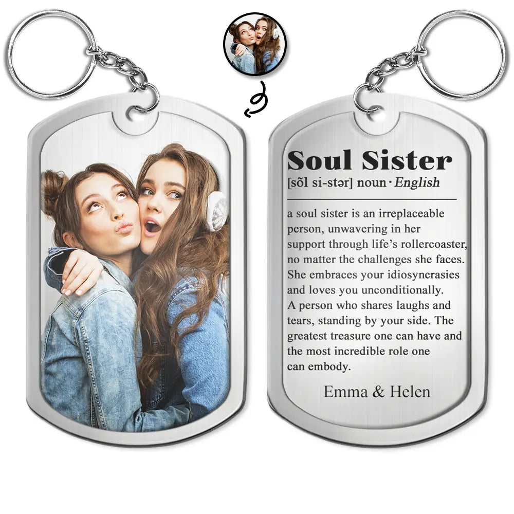 Custom Photo Soul Sister Definition Besties - Personalized Aluminum Keychain