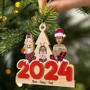 Christmas 2024 Family - Personalized Wooden Cutout Ornament