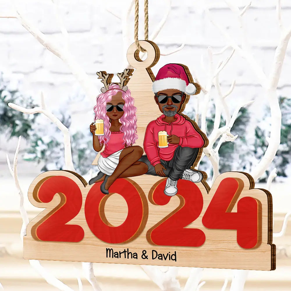 Christmas 2024 Family - Personalized Wooden Cutout Ornament