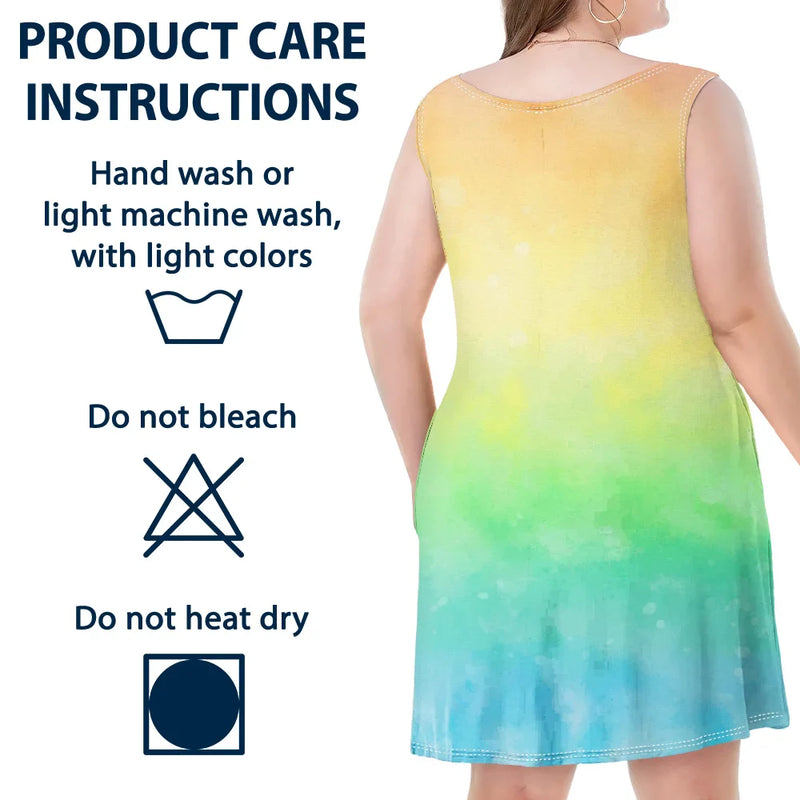 Colorful Flower Heart Grandma - Personalized Sleeveless Tank Dress
